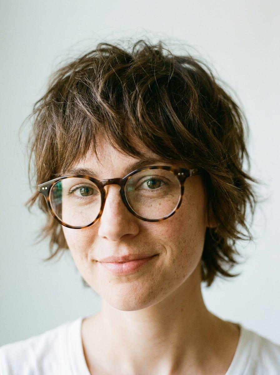 Kurzer Shag mit Brille - Kurzhaarfrisur mit Brille